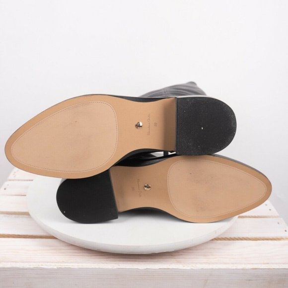 Massimo Dutti Boots Flat Black Knee High Leather - Picture 7 of 9